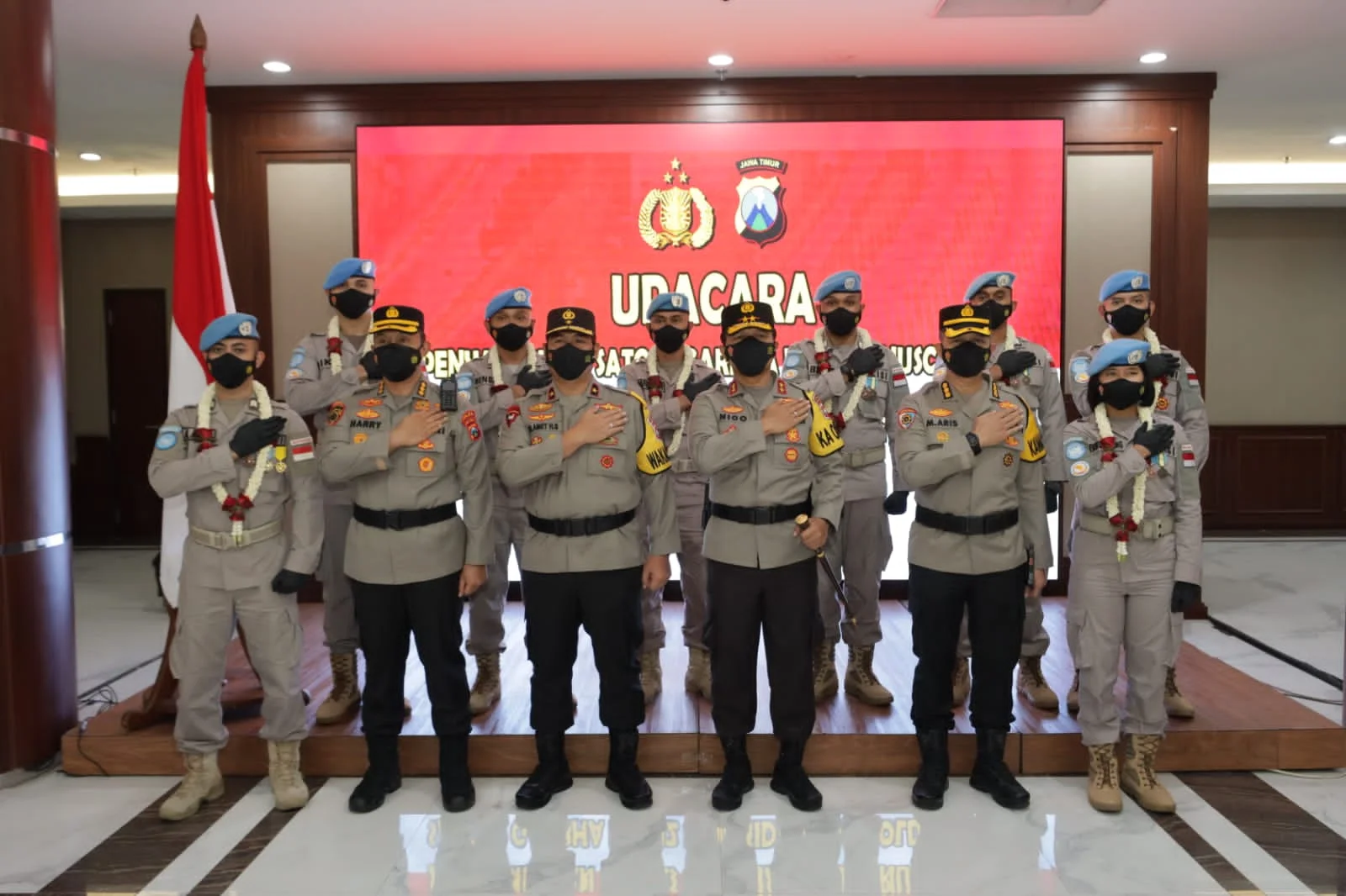 Kapolda Jatim Pimpin Penyambutan Satgas Garbha FPU 2 Minusca dan Satgas Garbha FPU 12 UNAMID-1