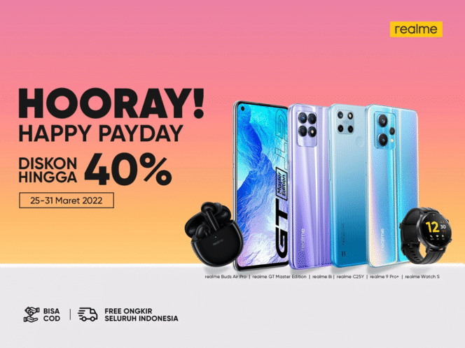 
					realme Gelar Payday Promo, Diskon 40% dan Gratis Ongkir