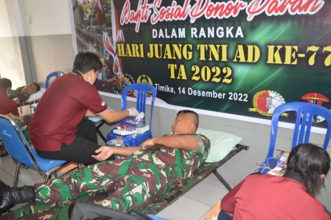 
					Peringati Hari Juang TNI AD, Kodim Mimika Gelar Donor Darah