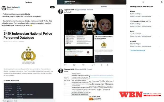 Bjorka Bocorkan 341 Ribu Data Anggota Polri