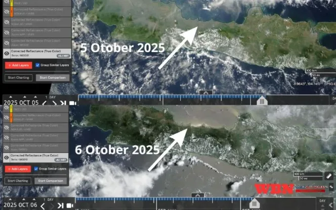 Cahaya Misterius di Laut Jawa, Citra Satelit NASA Picu Dugaan Jejak Meteor