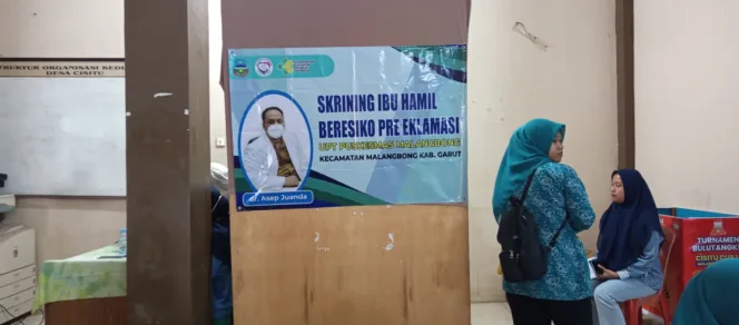 UPT Puskesmas Malangbong Gelar Skrining Ibu Hamil Beresiko Fre-Eklamasi Di GOR Desa Cisitu