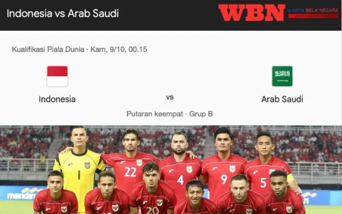 Indonesia vs Arab Saudi: Jadwal dan Waktu Babak 4 Zona Asia