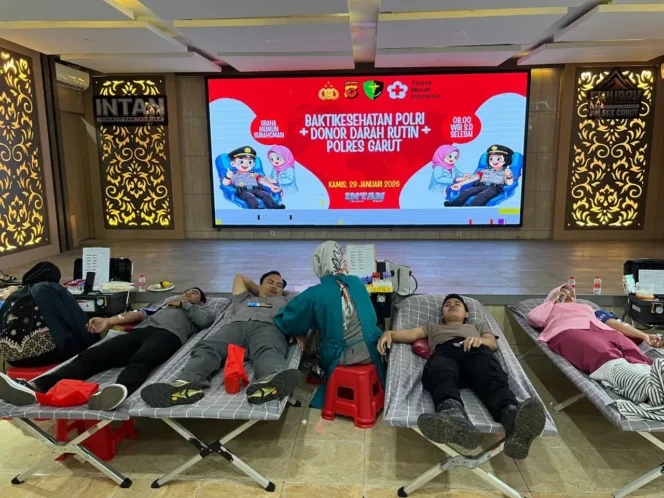 Aksi Kemanusiaan Polres Garut, Donor Darah Kumpulkan Puluhan Labu Untuk Masyarakat