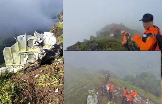 Tim SAR Gabungan Temukan Badan dan Ekor Pesawat ATR 42-500 Yang Jatuh di Gunung Bulusaraung Maros 