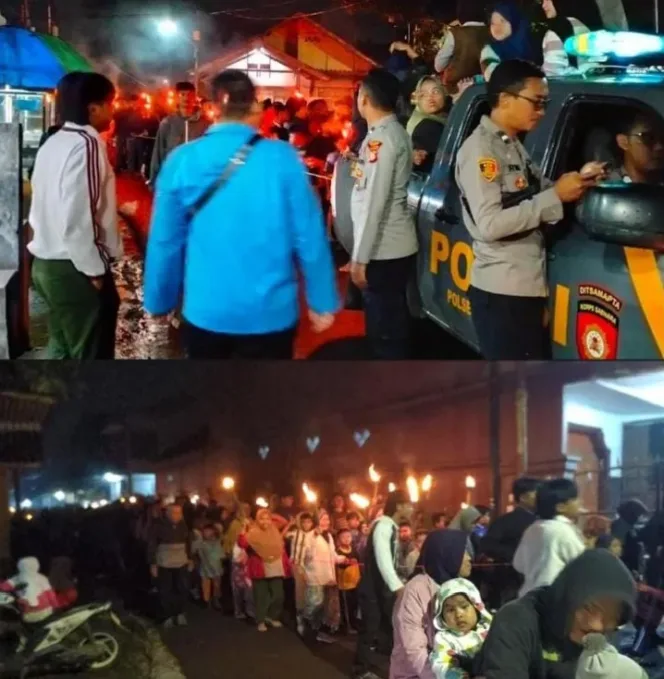 Polsek Wanaraja Sukses Mengawal Pawai Obor Menyambut Bulan Suci Ramadhan