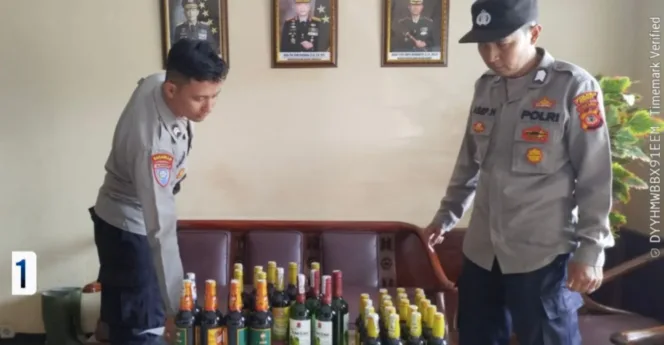 Cipta Kondisi Jelang Ramadhan, Polsek Pasirwangi Sita 36 Botol Miras Dari Satu Rumah Warga