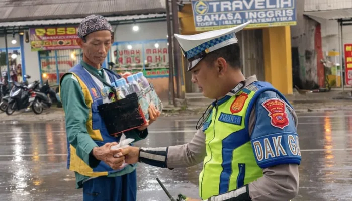 Polsek Kadungora Polres Garut Bagikan Takjil Kepada Pengguna Jalan